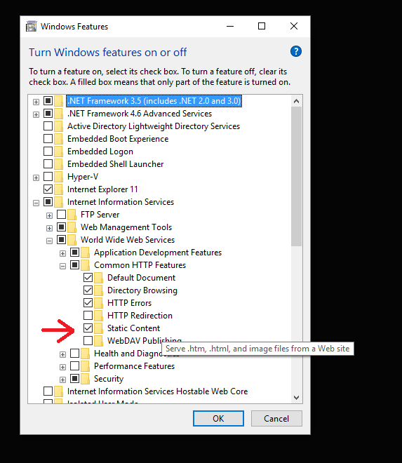 select static content